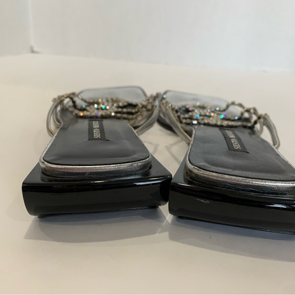 Sesto Meucci size 9 rhinestone sandals in stunning silver with unique heel - Picture 13 of 16